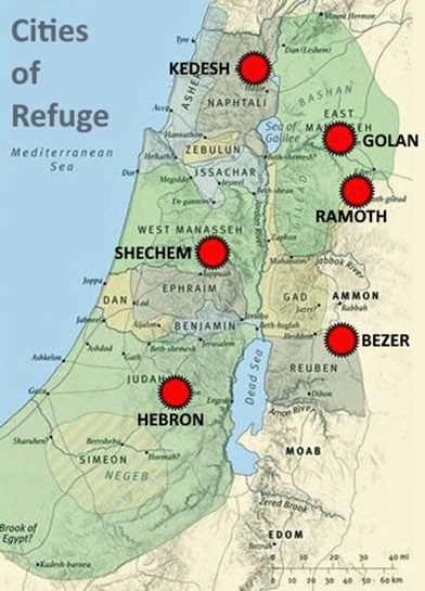 Cities of refuge location in Israel